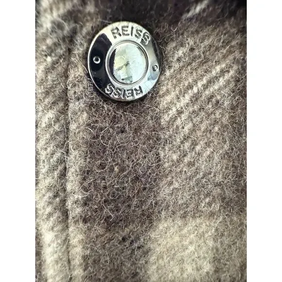 Reiss Cortez Wool Blend Plaid Overshirt Flannel Brown S - Picture 13 of 15